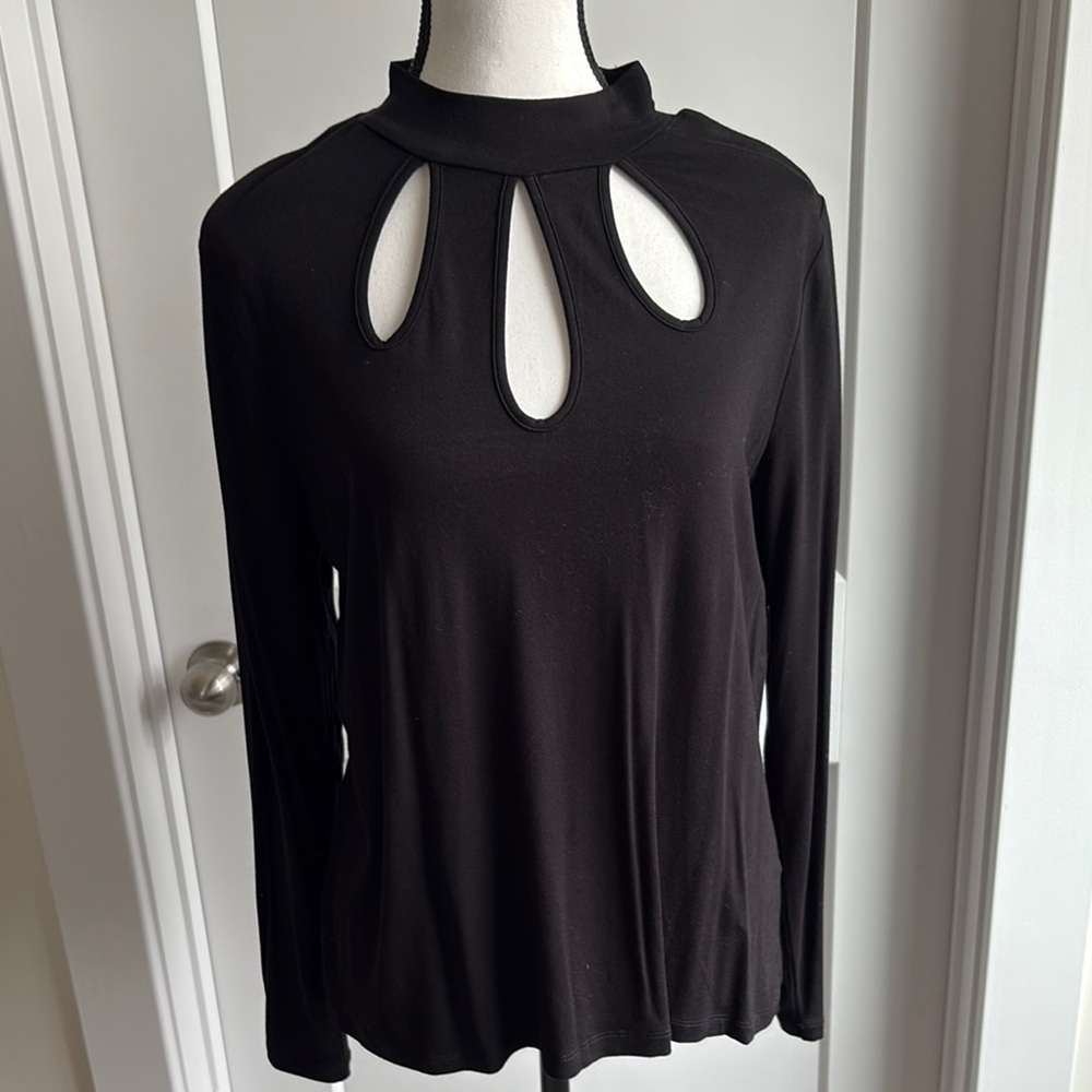 Elegant Black Cut-Out Women's Top